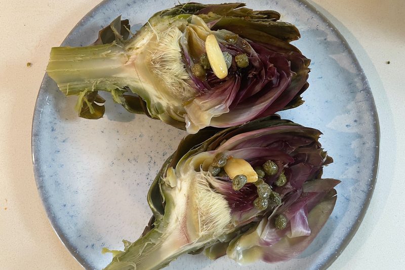 Grilled artichokes from Sun-Kissed Cooking.