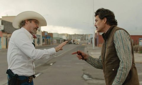 Joaquin Phoenix and Pedro Pascal in Eddington.