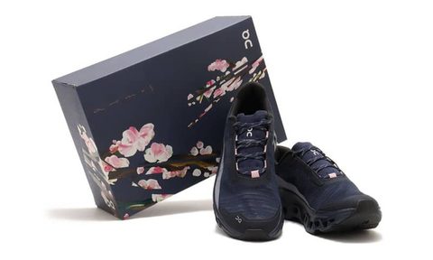 pair of atmos x on sneakers with shoe box