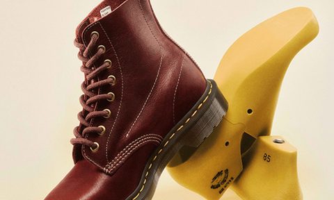 dr martens boot near shoe tree