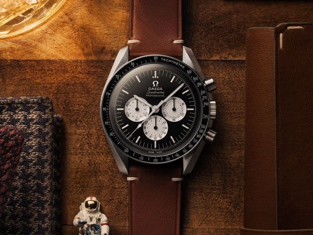 Omega's 'Speedy Tuesday' with brown bracelet.
