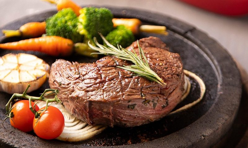steak on a plate with veggies