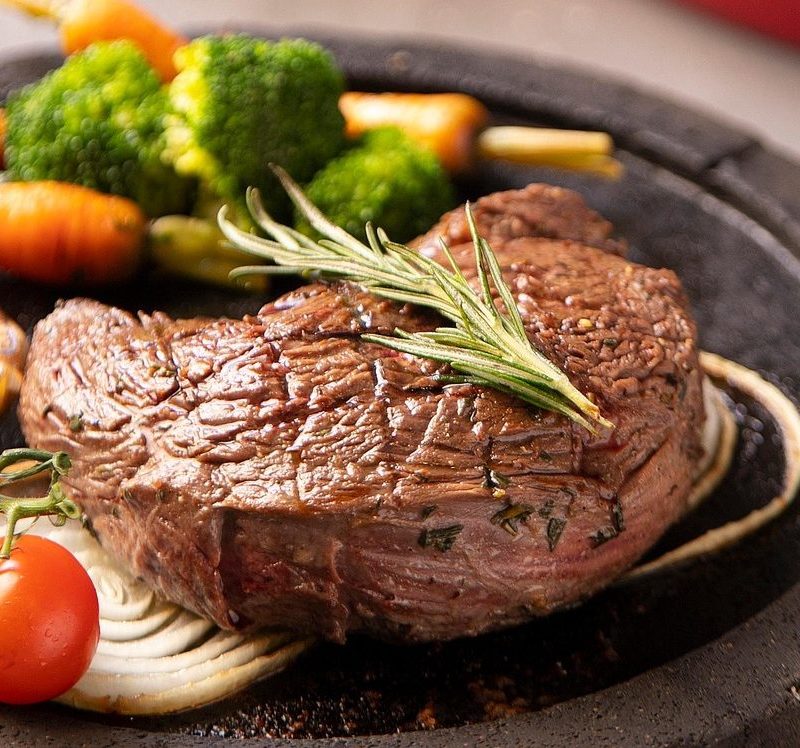 steak on a plate with veggies