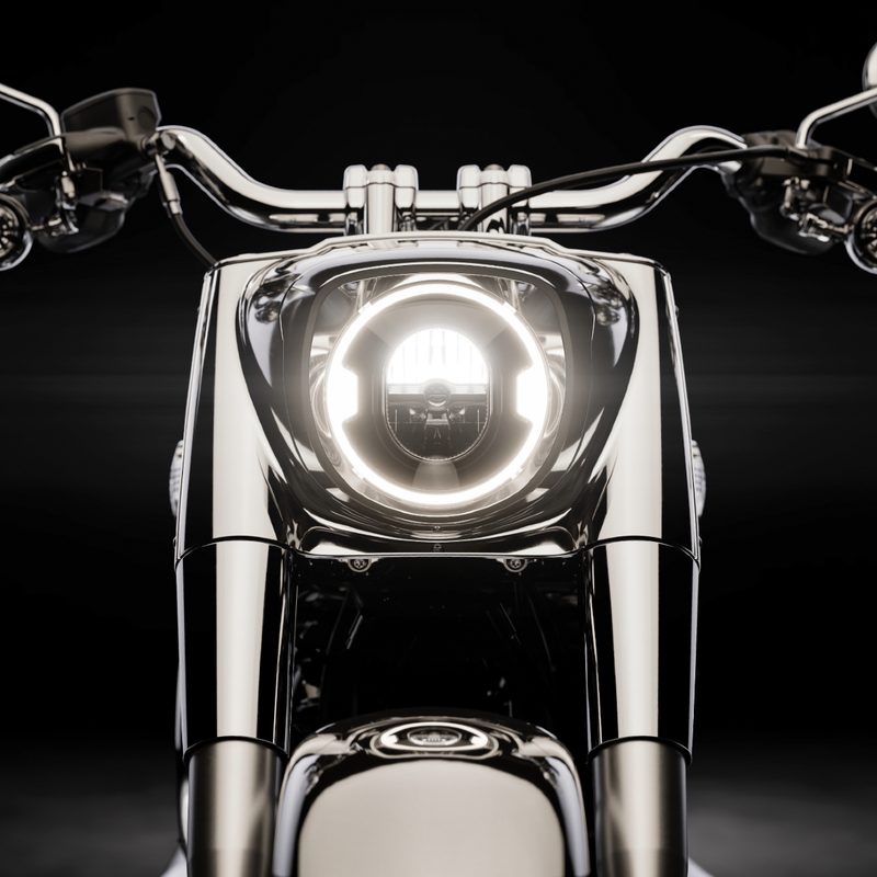 2025 Harley Davidson Fat Boy Gray Ghost headlight.