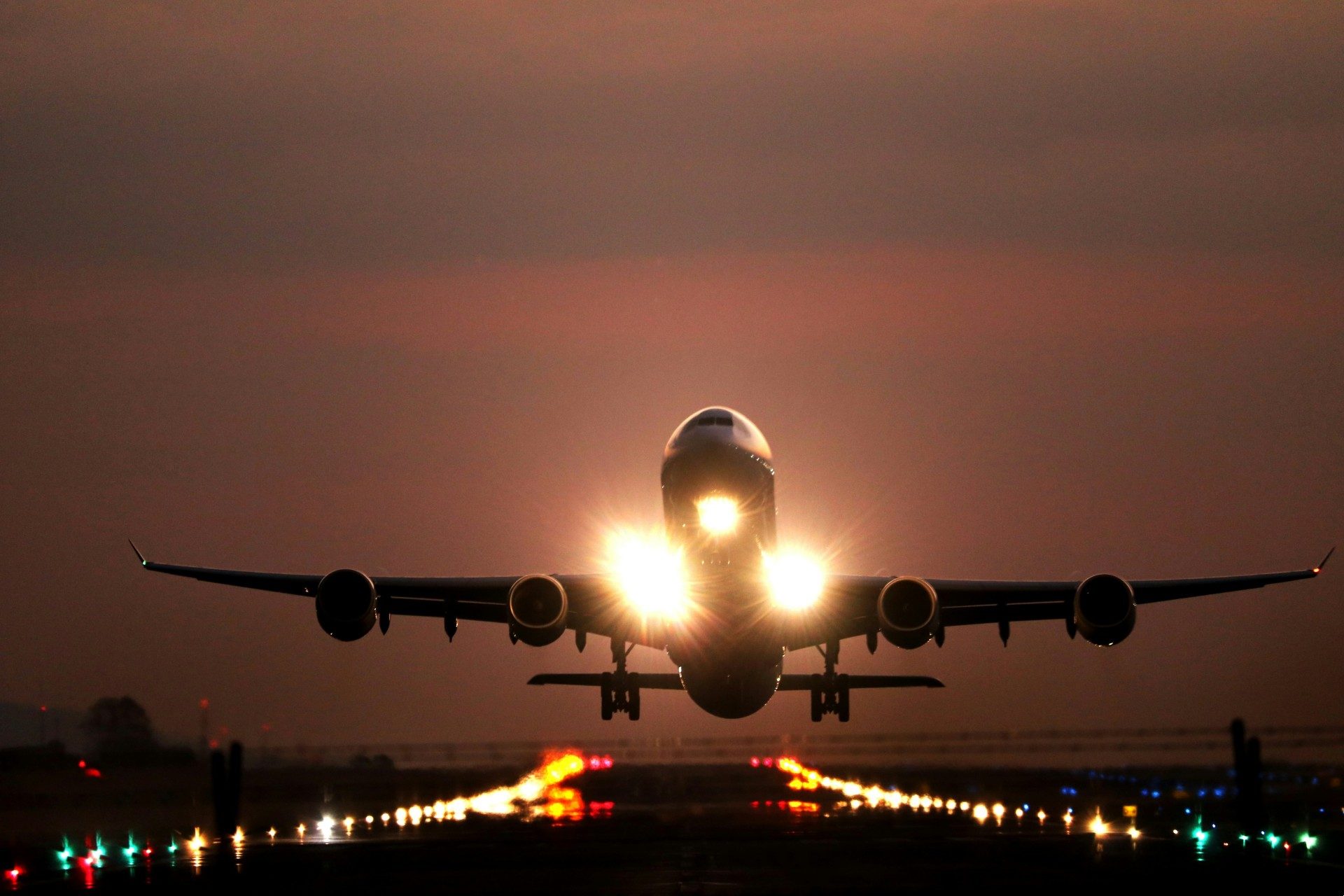 Airplane night takeoff