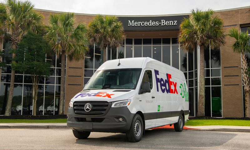Five millionth Mercedes-Benz Sprinter, an all-electric eSprinter, is deliverered to Fed EX left front three-quarter view