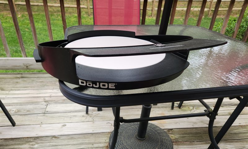 Kamado Joe DoJoe with pizza stone.