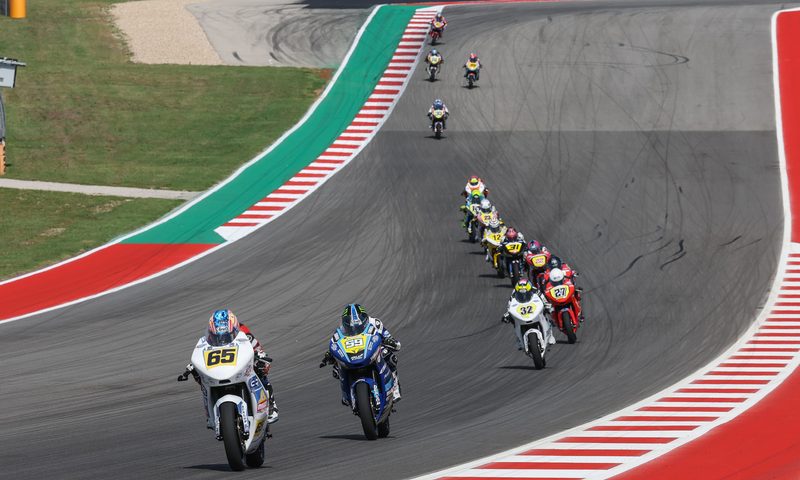 MotoAmerica Talent Cup racers Bodie Paige, Sam Drane, Carson King, and Alessandro Di Mario.