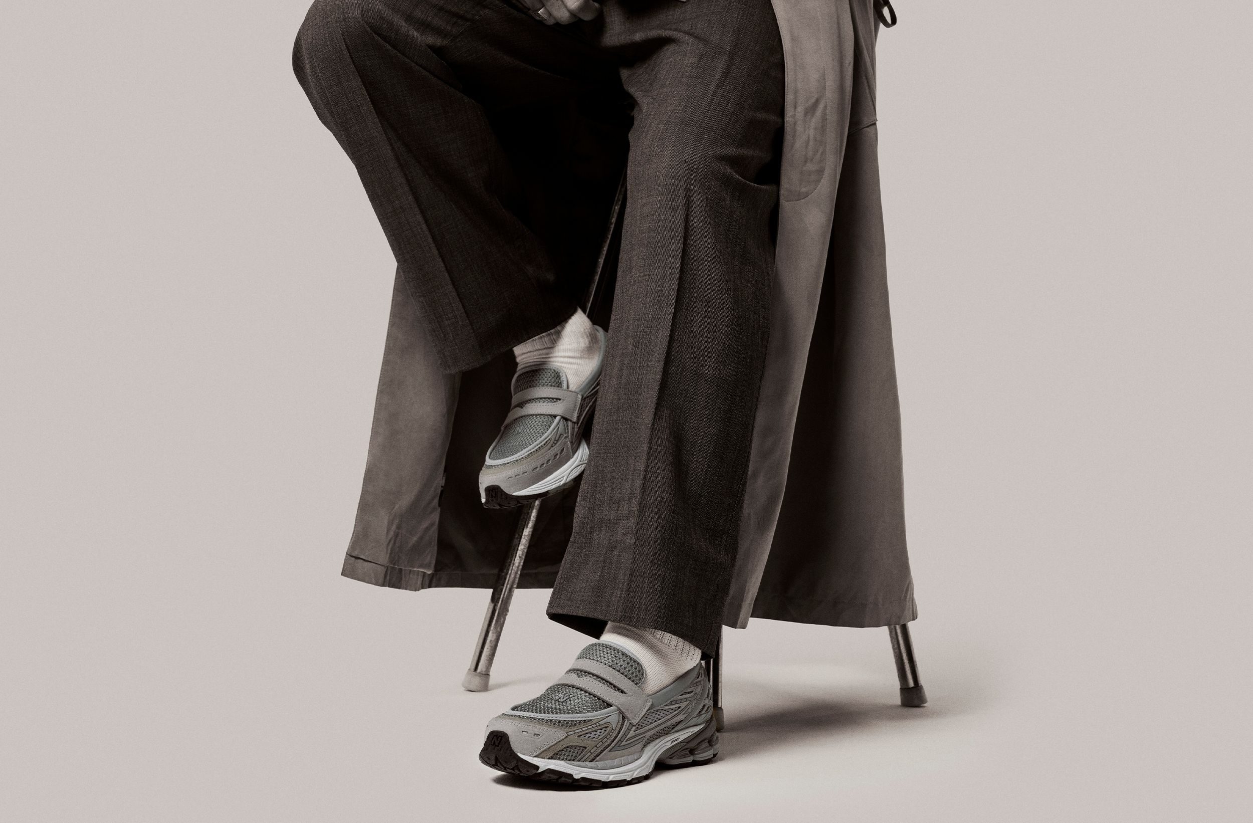 man wearing new balance loafer