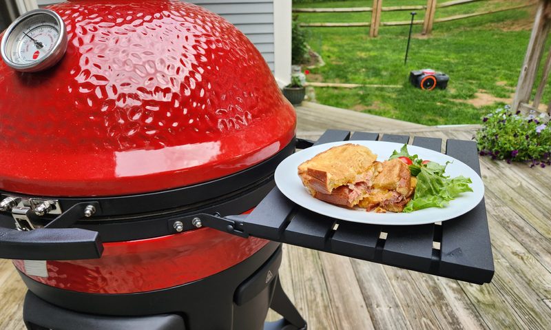 The Ultimate Grilled Cheese Sandwich cooked on a Kamado Joe Konnected Joe.