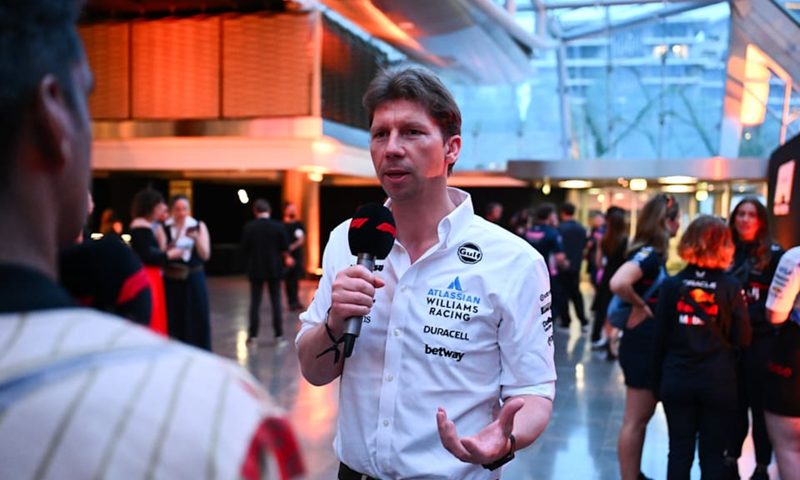 Williams F1 Team Principal James Vowles talking with F1 TV presenter Alfred Barretto after F1 the Movie screening.
