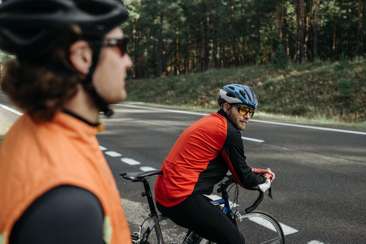a man riding his bike