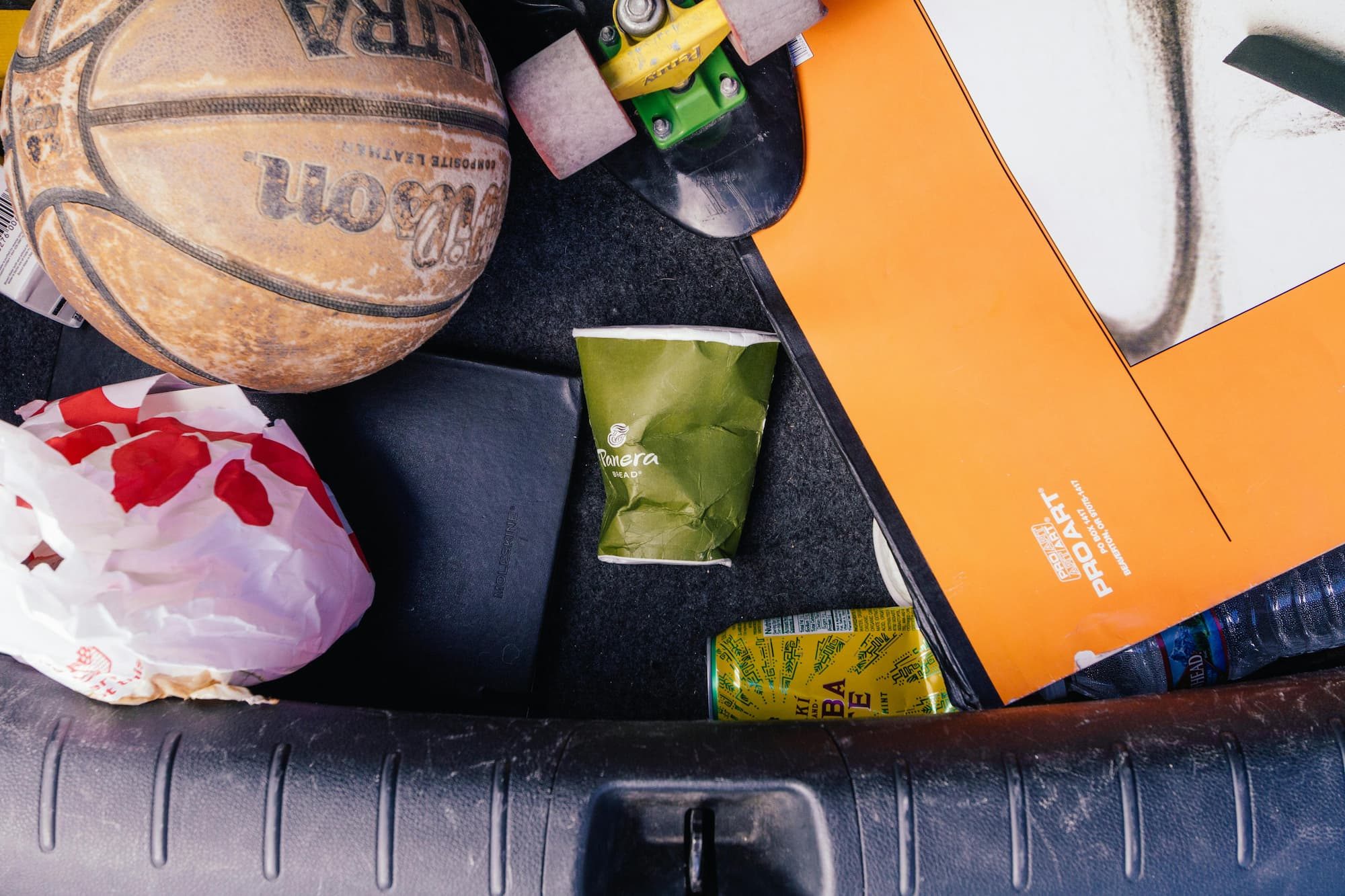 trash in car