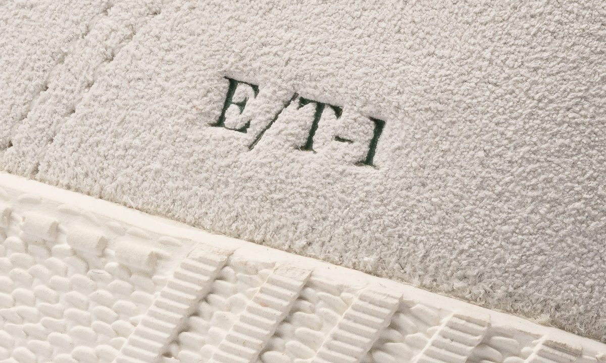 close up on e/t-1 logo on side of shoe