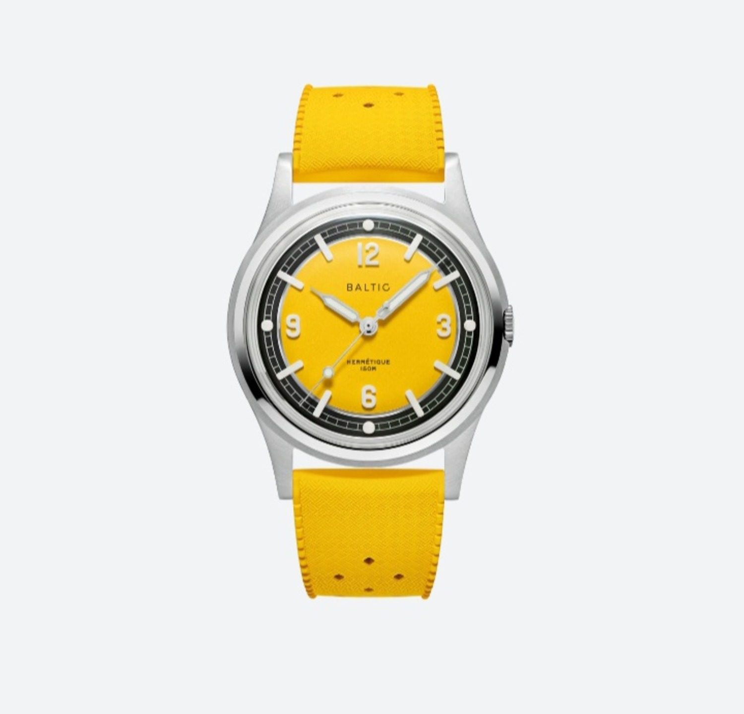 The Herm&eacute;tique, a versatile 37mm-diameter field watch, in orange.