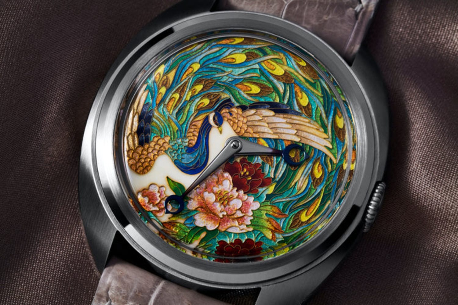 CENTURY CLOISONN&Eacute; "PEACOCK AND PEONIES"