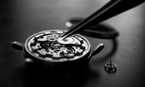 Watchmaker's workshop. Mechanical watch repair.