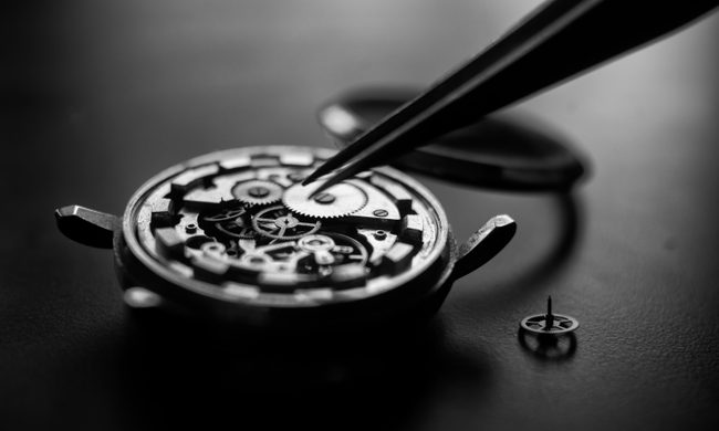 Watchmaker's workshop. Mechanical watch repair.