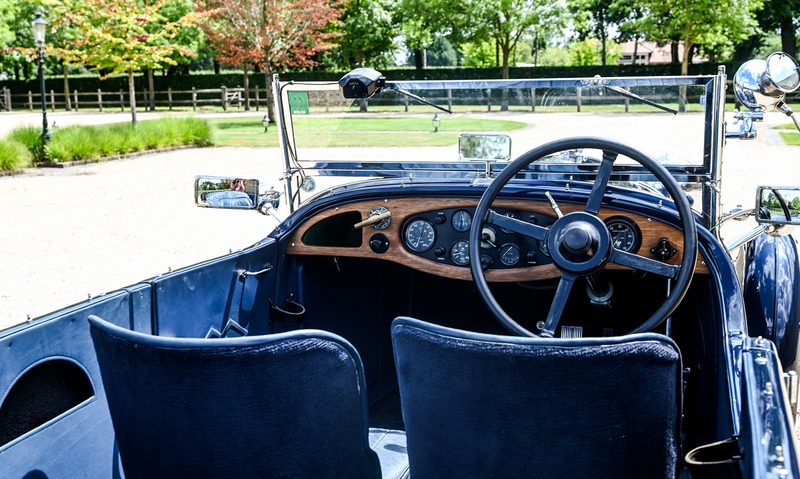 F1 legend Bernie Ecclestone 1934 Lagonda cockpit view from the back seat.