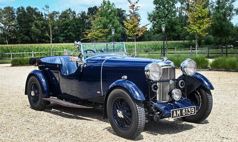 F1 legend Bernie Ecclestone 1934 Lagonda right front three quarter view.