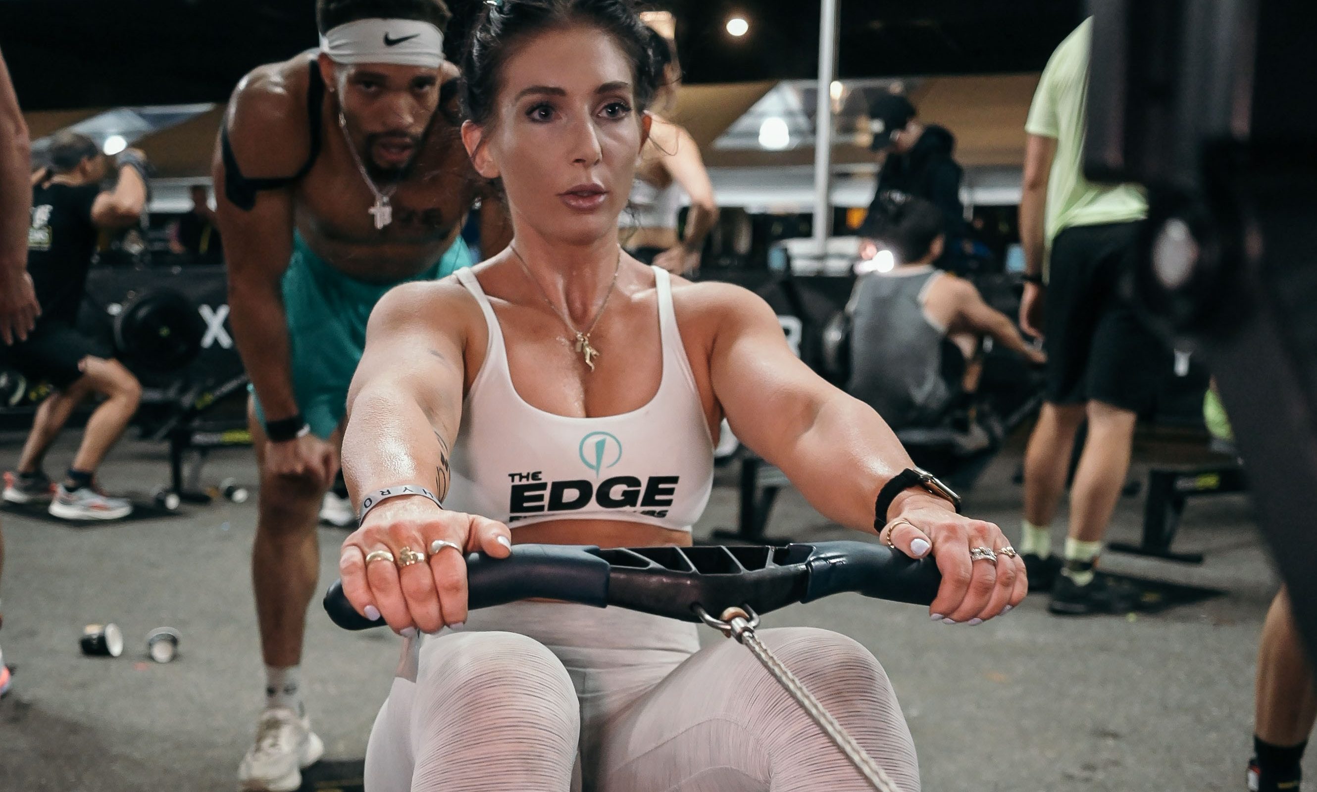 Rachel Evans Hyrox competitor rowing