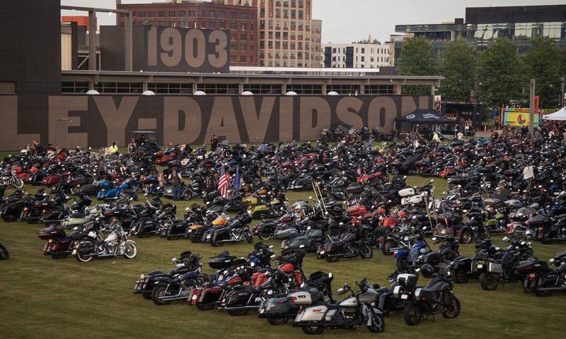 Thousands of bikes parked at Harley-Davidson facilities in Milwaukee for the HD Homecoming 2025.