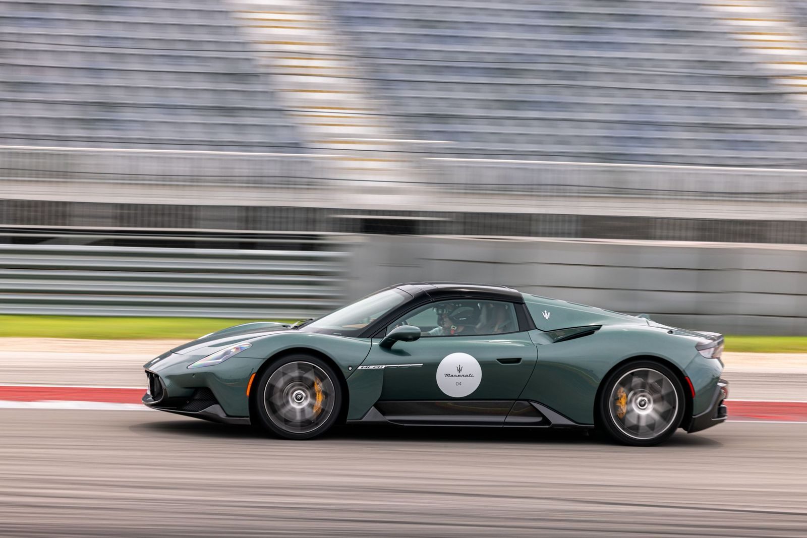 Side view of Maserati MC20 Cielo on COTA track
