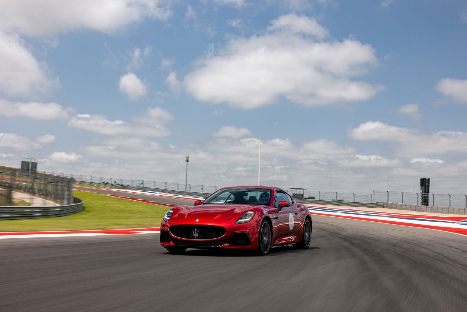 Front view of Maserati GranTurismo Trofeo on COTA track