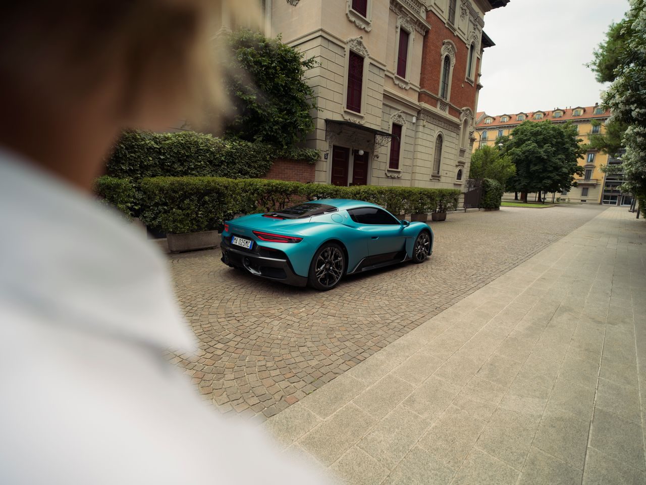 Rear view of Maserati MCPURA on street