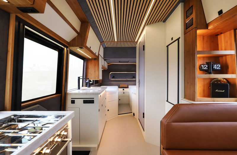 The luxurious rear cabin inside the Torsus Praetorian Liberra off-road RV.