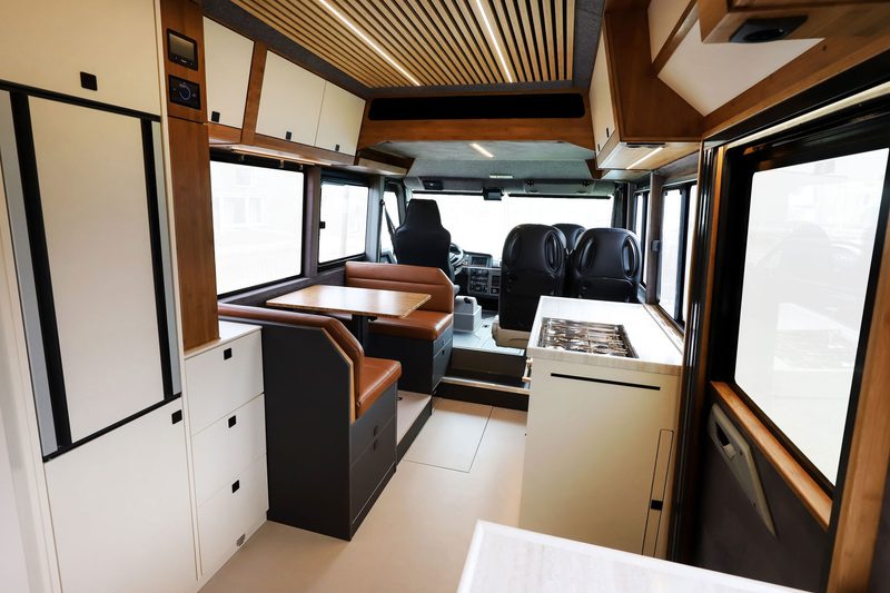 The luxurious interior of the Torsus Praetorian Liberra off-road RV.