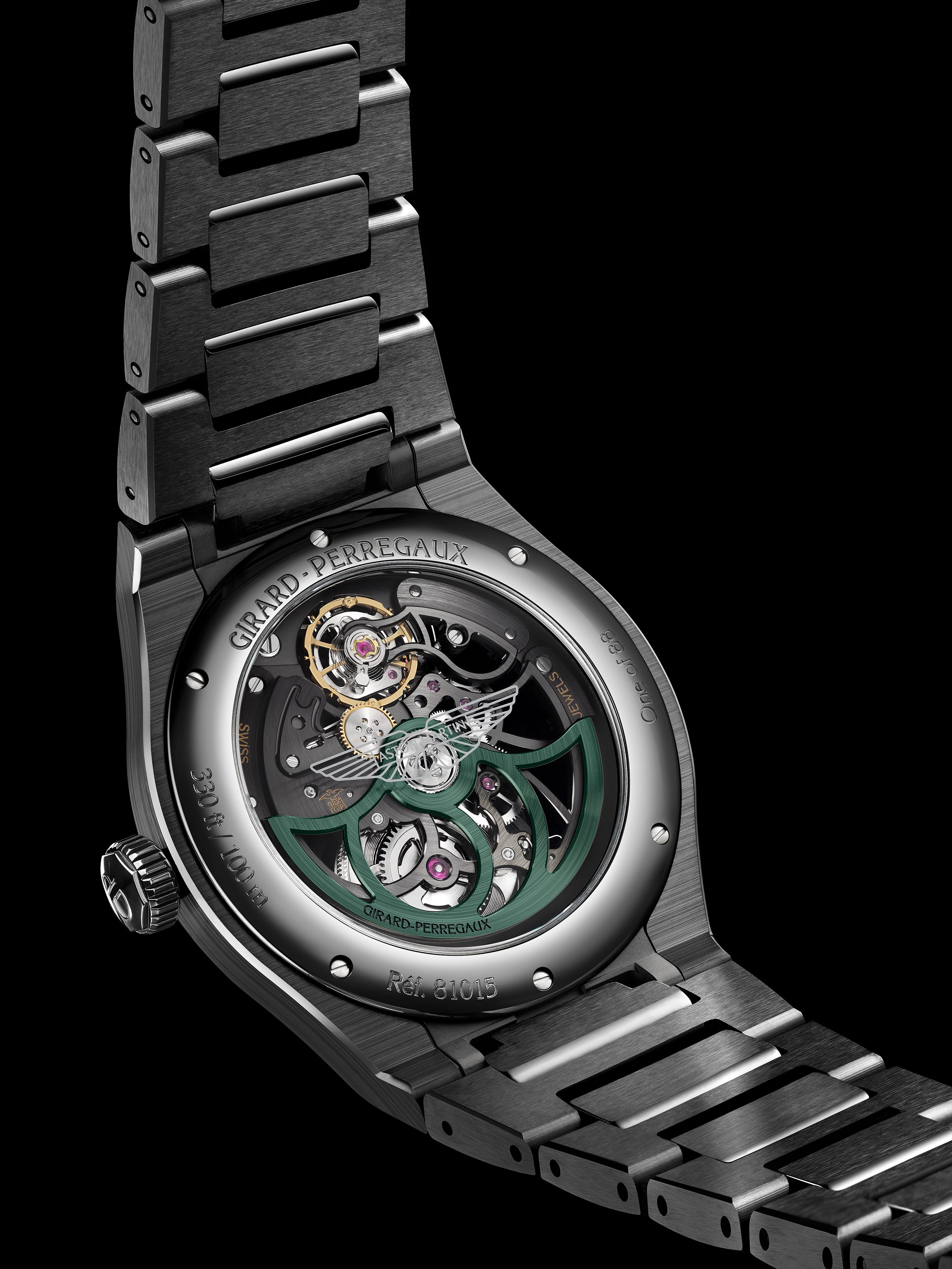 The breathtaking Laureato Skeleton Aston Martin Edition from the back