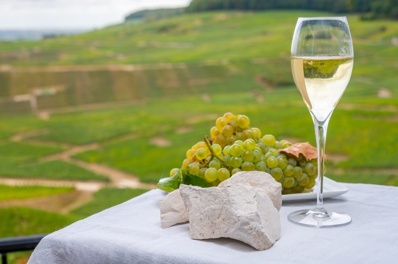 White wine spread with chalk stones