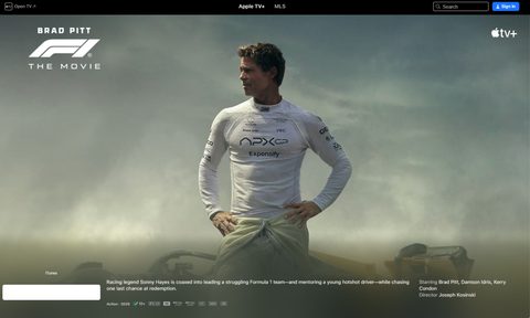F1 The Movie available on Apple TV+.
