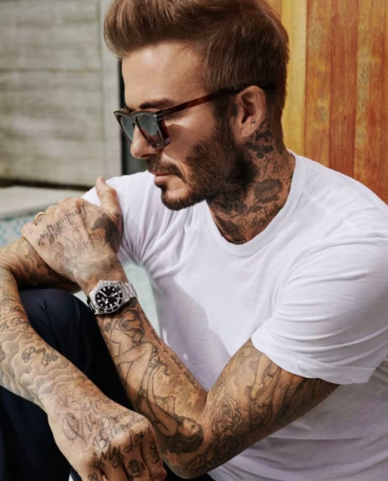 David Beckham strikes a pose