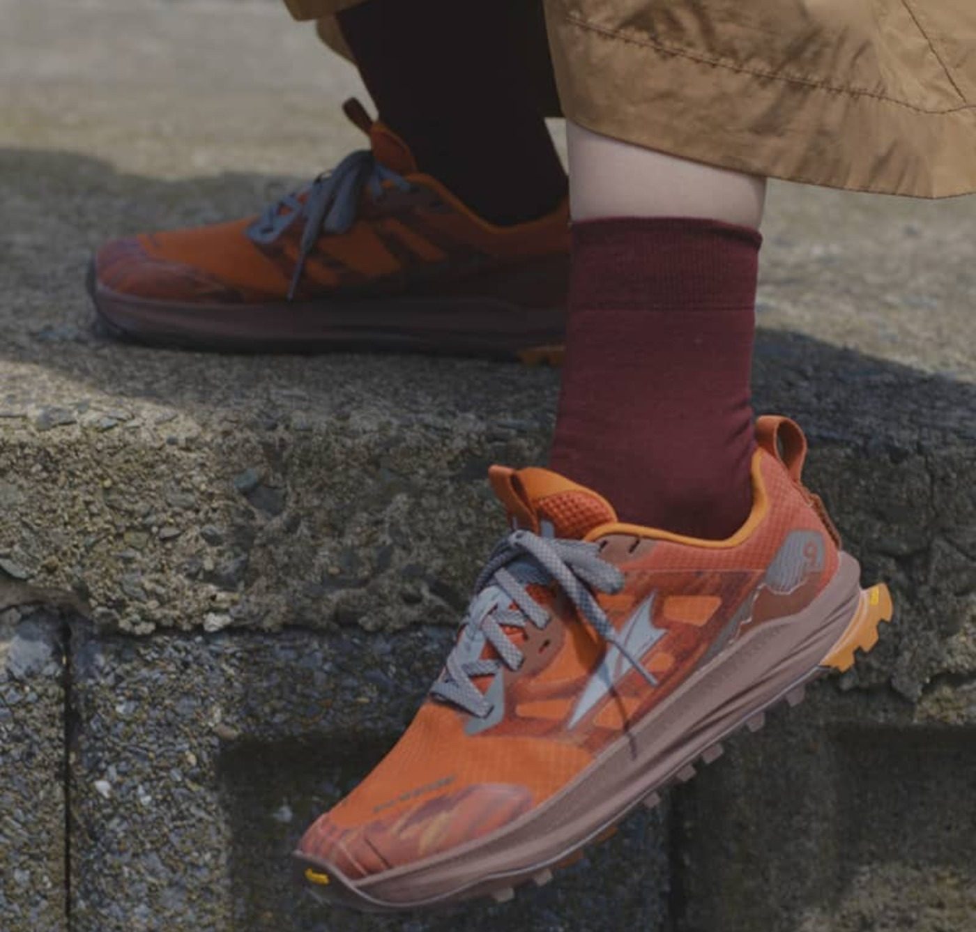red altra and wander lone peak sneaker