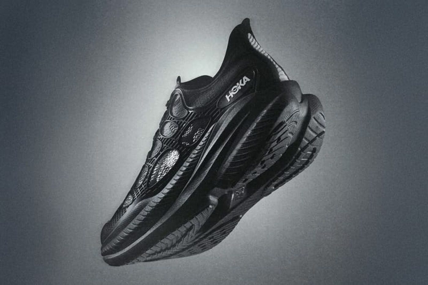 black hoka mach x caged sneaker