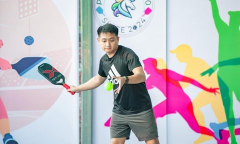 man playing pickleball