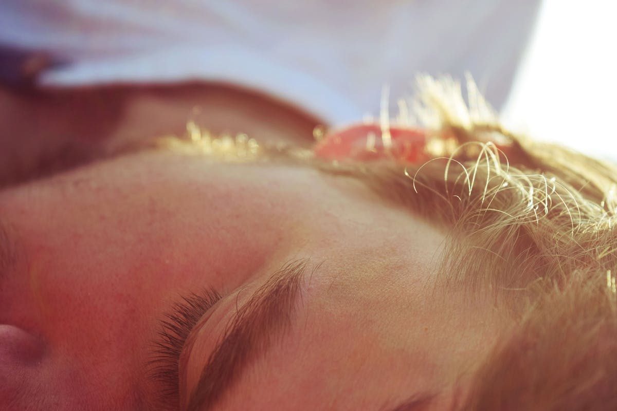 close up of man sleeping