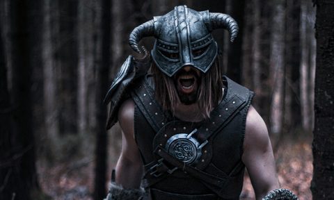 man dressed as Viking