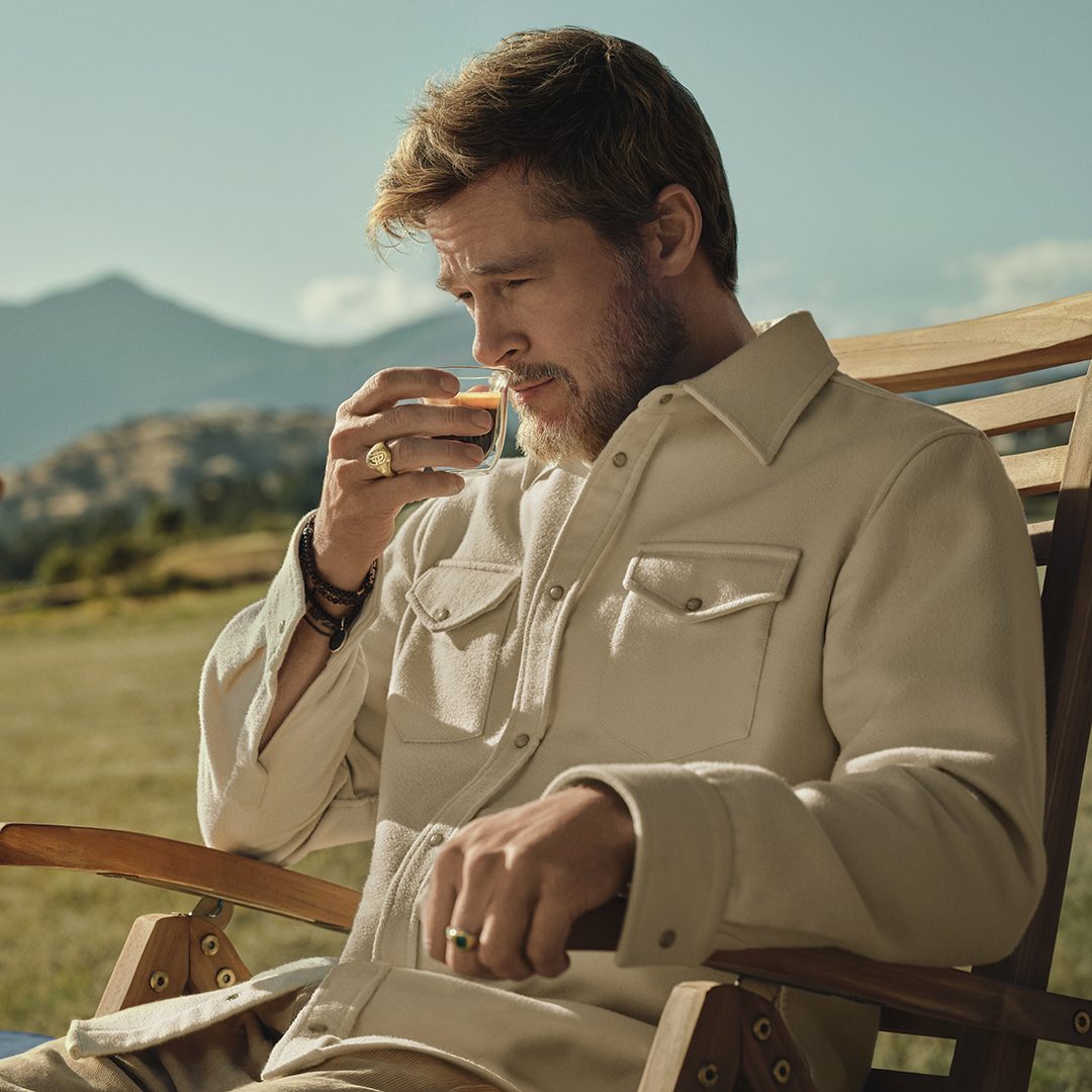 brad pitt drinking espresso