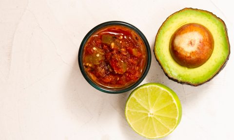 Salsa, avocado, lime