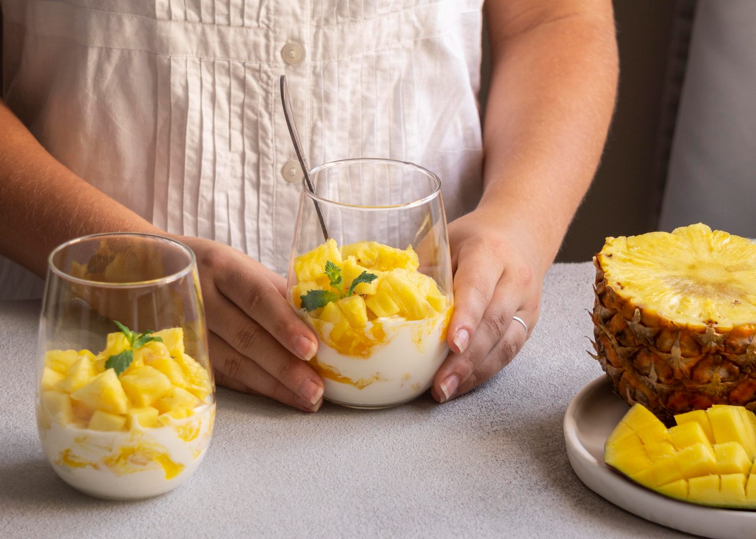Pineapple, mango, yogurt