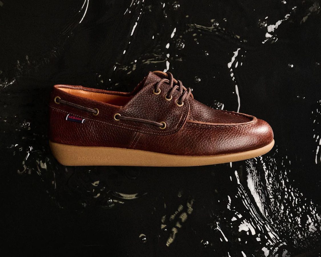 dark brown leather sebago boat shoe