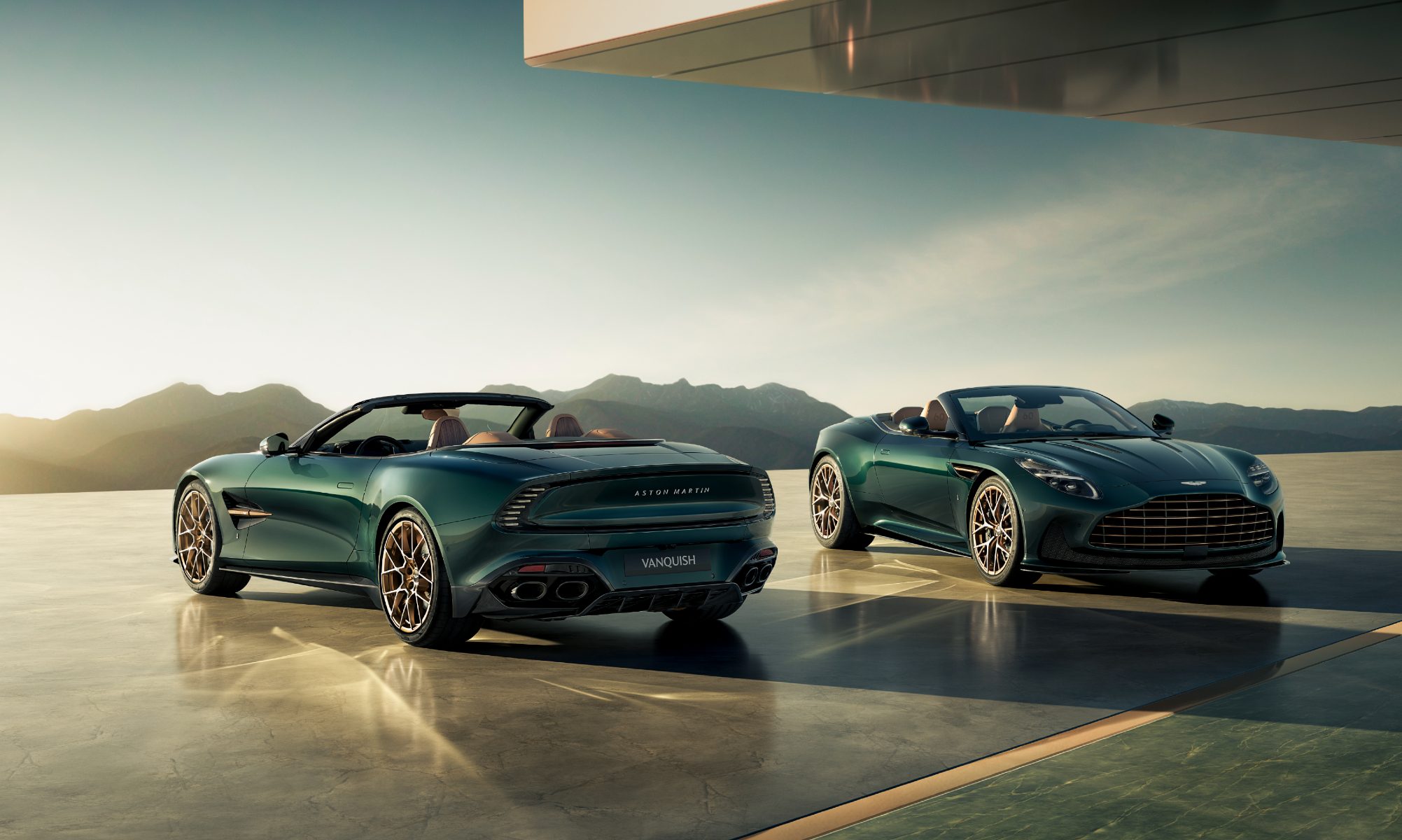 60 Anniversary of Volante Editions parked on gleaming concrete with hills in the background.