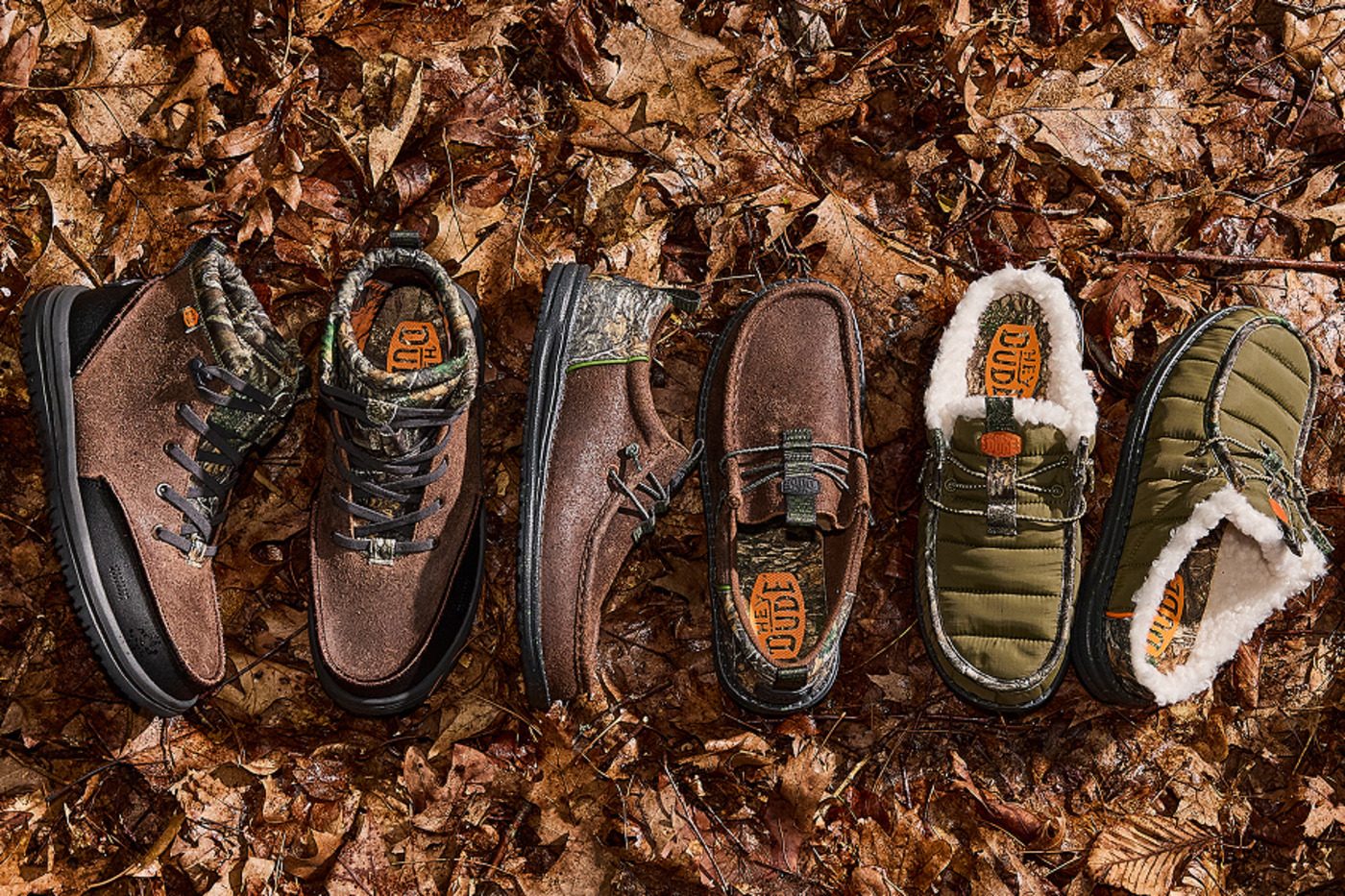lineup of heydude x realtree