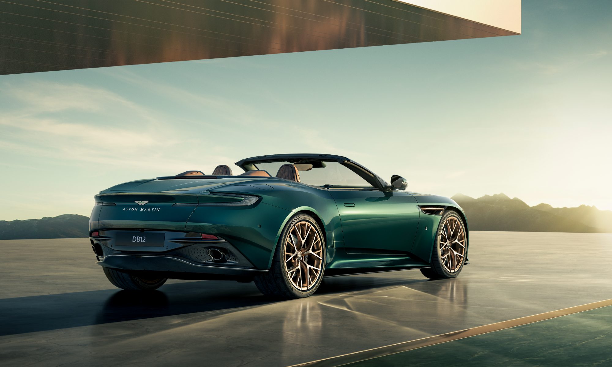 Aston Martin DB12 Volante 60th Anniversary Edition right rear three quarter view.