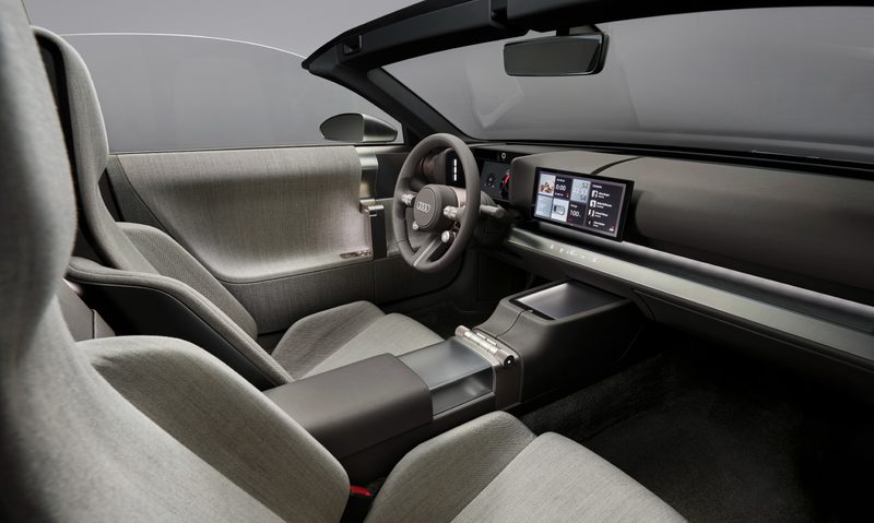 Audi Concept C interior shot of front seats from right side of car.