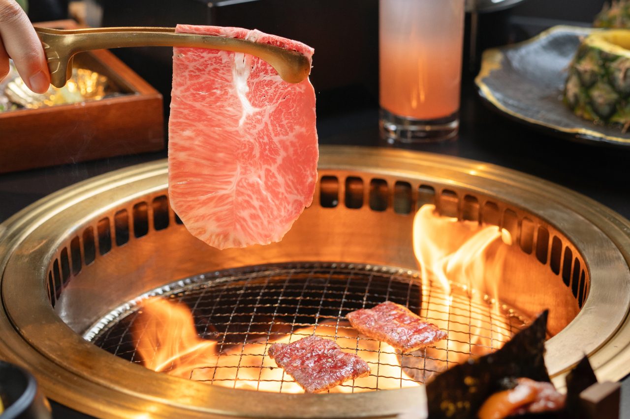 Yakiniku beef cooking at Chubby Cattle