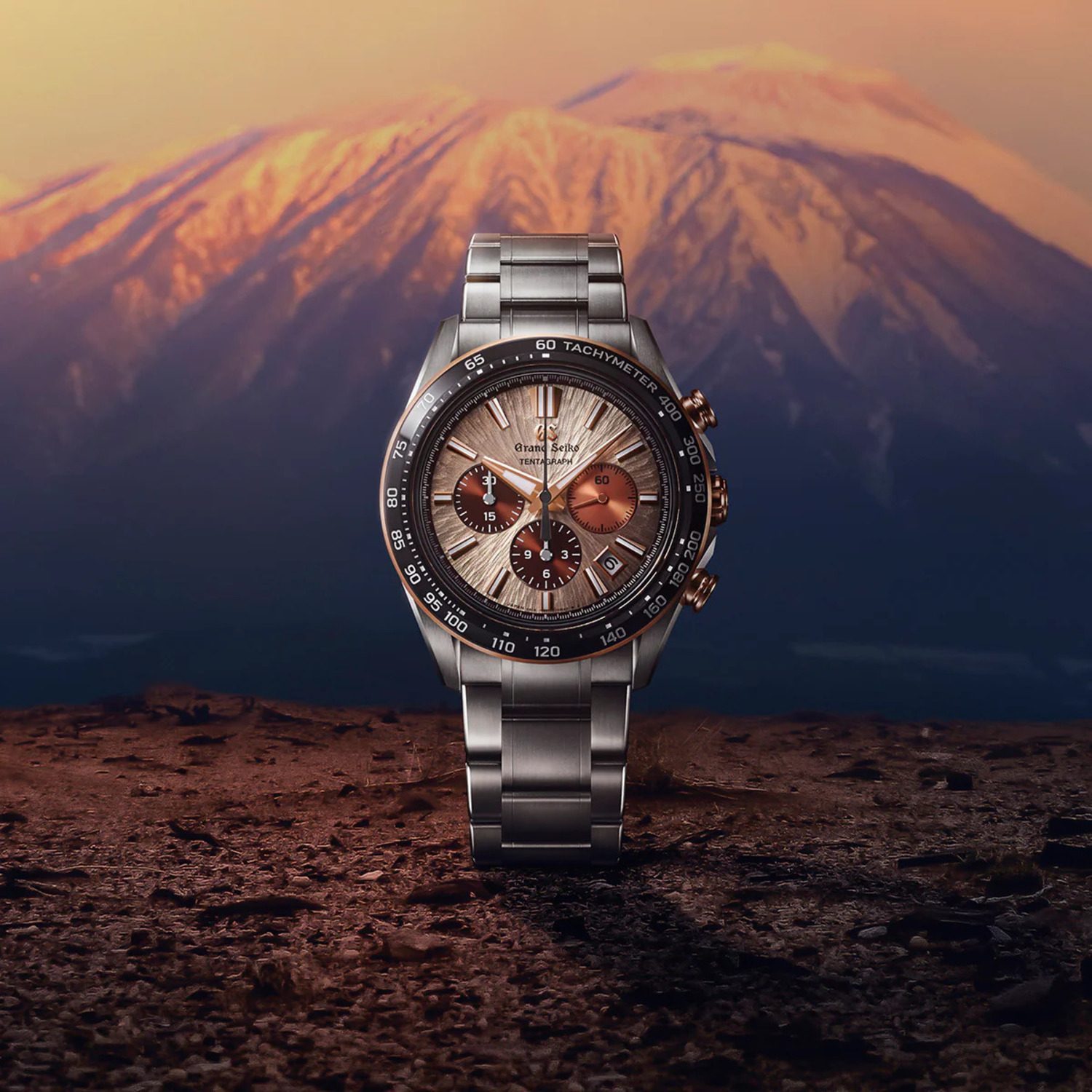 Grand Seiko Launches Mt. Iwate Sunrise Tentagraph with Rose Gold